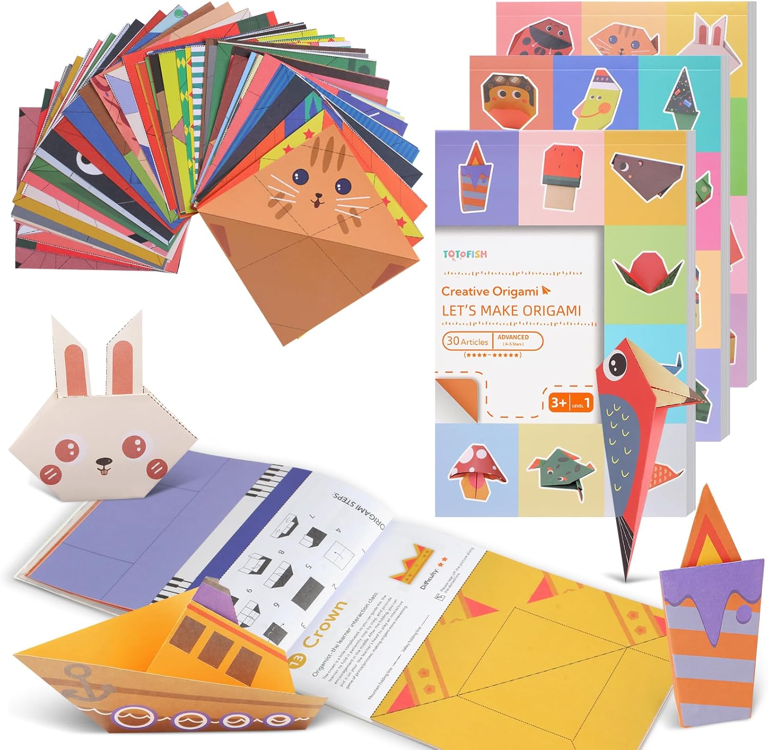 Art And Craft Recycle - Origami-Set, 96/30 Projekte, Origami-Papierbasteleien, DIY-Kunsthandwerksbedarf, Anfänger,