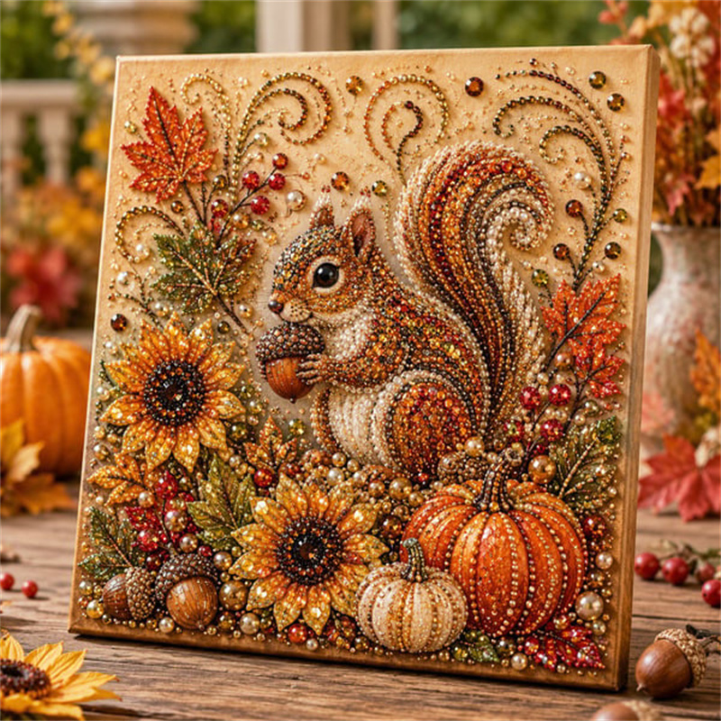 Art And Craft Autumn - Herbst-Diamantperlen-Malset, Herbst-Perlenkunst-Set für Erwachsene, Wald-Motiv, Anfängerfreundliches