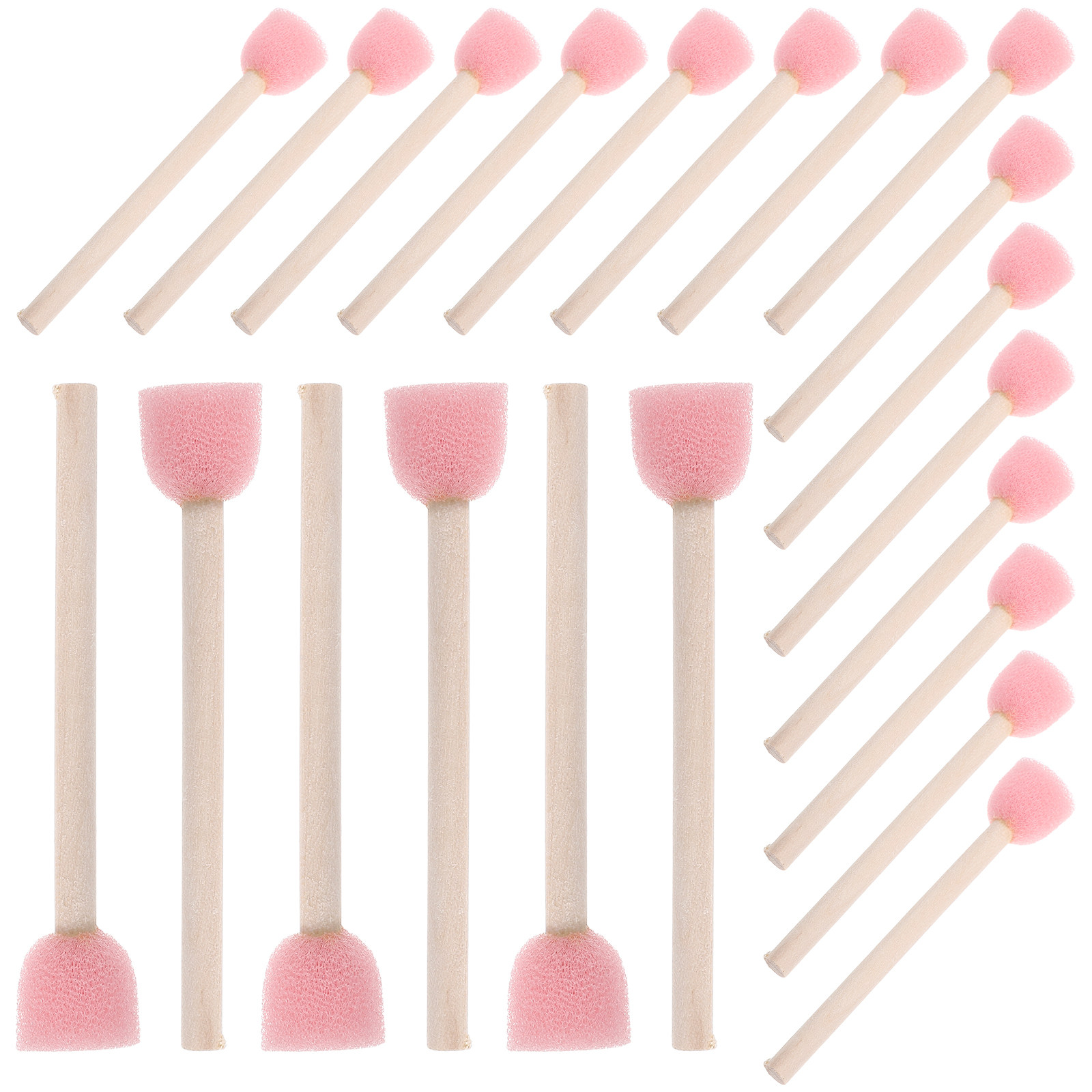 Art Craft For Preschoolers - 40 Stück runde Schwammbürsten mit Holzgriff,