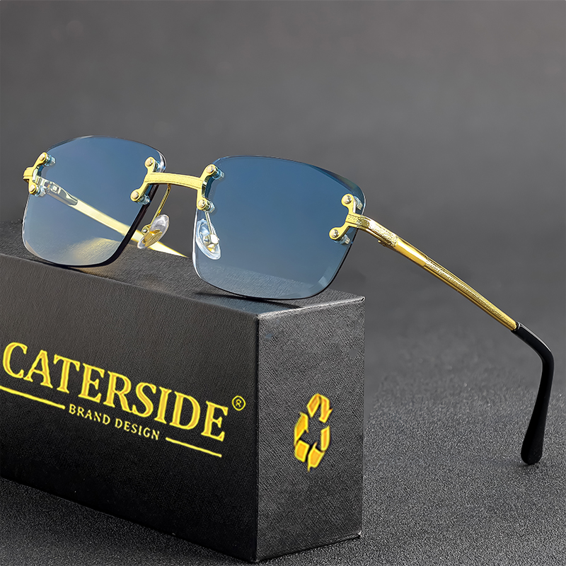 Art Craft Glasses - CATERSIDE Retro-Sonnenbrille mit randlosem Metallrahmen und