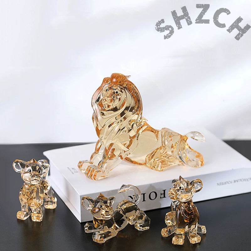 Art Craft Lion - Kleine Löwen-Skulptur-Dekoration, Transparente Acryl-Kunstwerke, Löwen-Tiermodell-Statuen, Kreative