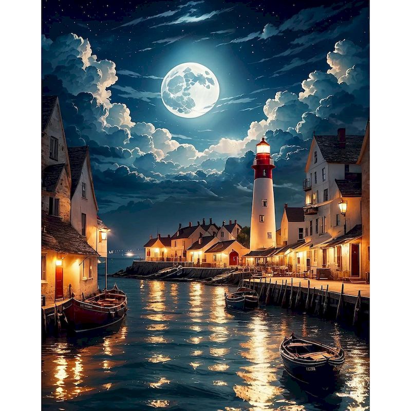 Art Craft Number - CHENISTORY Mondlicht-Nacht Malen nach Zahlen für