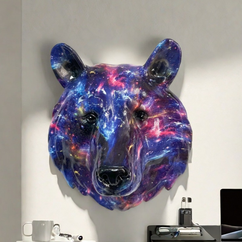 Art Craft Lion - Vintage-Stil Harz-Tier-Wanddekoration Kreative Löwen-, Wolf-, Leopardenkopf-Skulptur