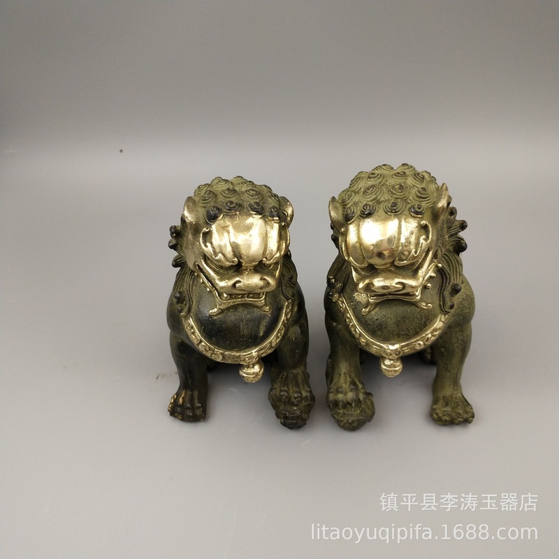 Art Craft Lion - Messing-Doppelohr-Kupferglocken, dekorative Sammlerstücke, Heimdekorationsartikel, ein Paar